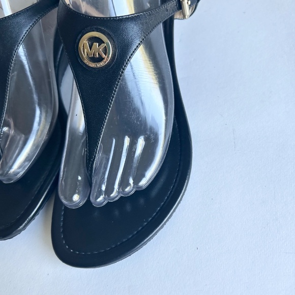 Michael Kors Black Genuine Leather Wedge Sandals size 9.5 - Picture 6 of 16